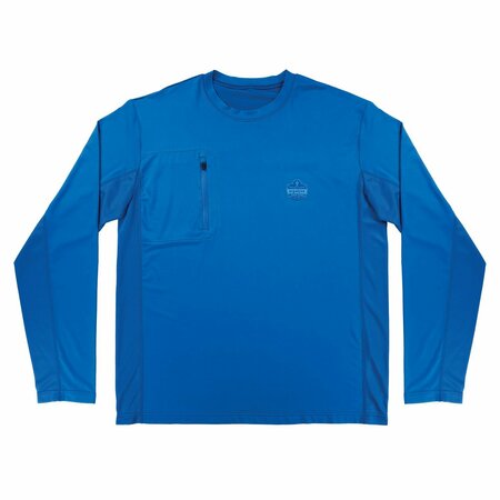 ERGODYNE Chill-Its 6689 Cooling Long Sleeve Sun Shirt with UV Protection, X-Large, Blue 12155